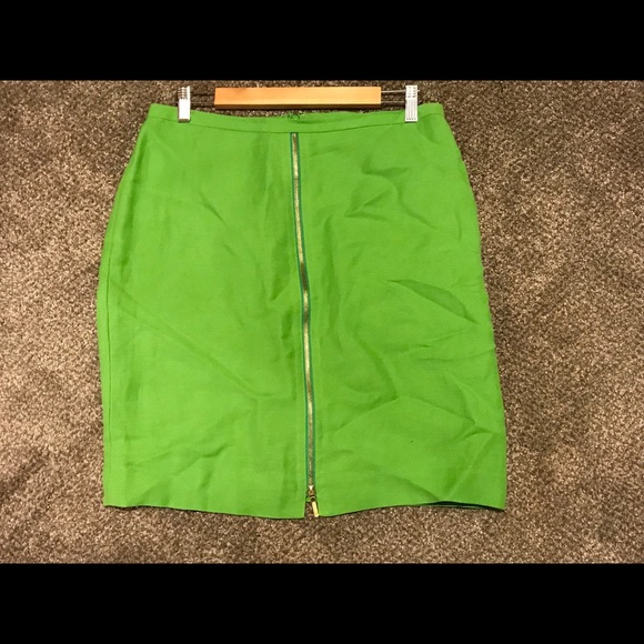 🍒Dana Buchman Lime Green Zip Up Linen Skirt - Picture 2 of 5